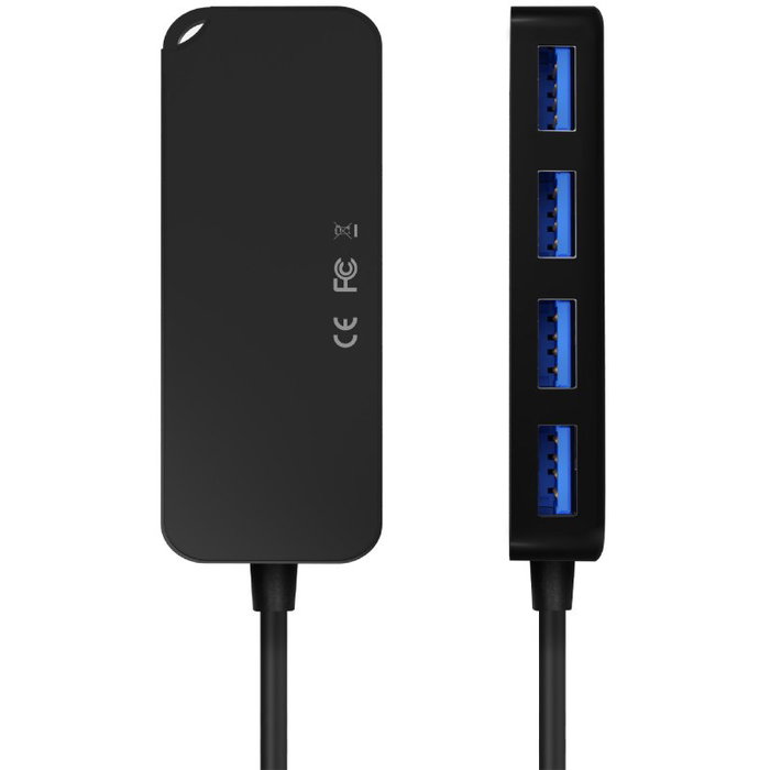 Aisens Hub USB 3.0 4 Puertos Tipo A, Negro, 15cm
